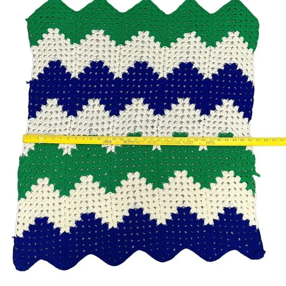 Handmade Crochet Knit Herringbone-Style Pattern lap blanket  30